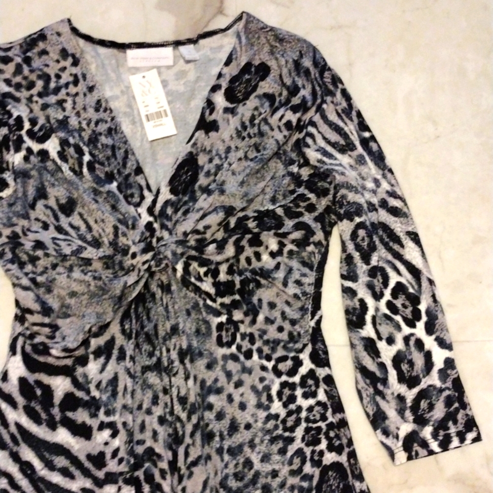 New York and company leaperd print half sleeve dre - Picture 3 of 10